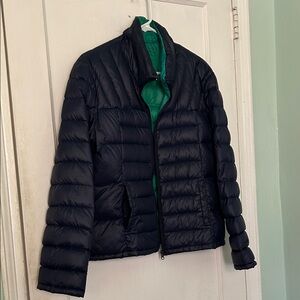 Bernardo Dark Puffer Jacket with Emerald Interior